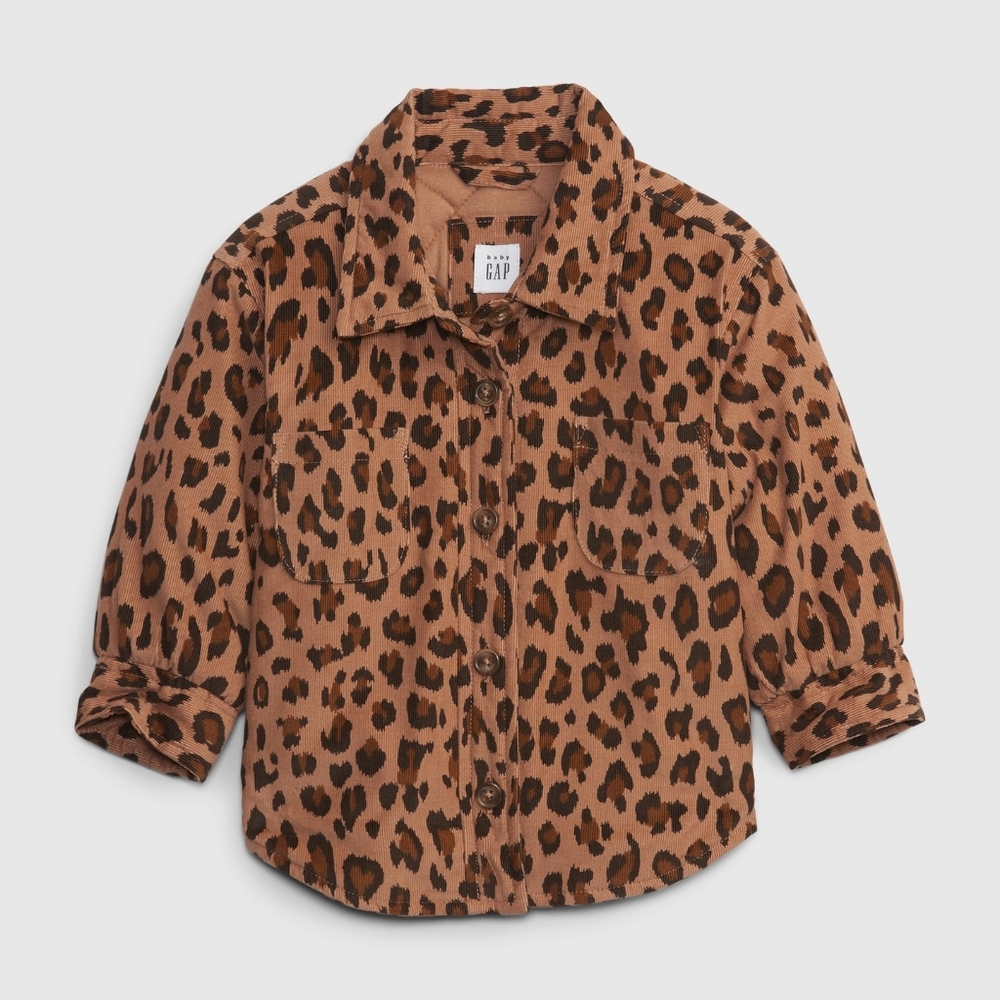Gap Baby Corduroy Leopard Quilted Shirt Jacket Size 18-24